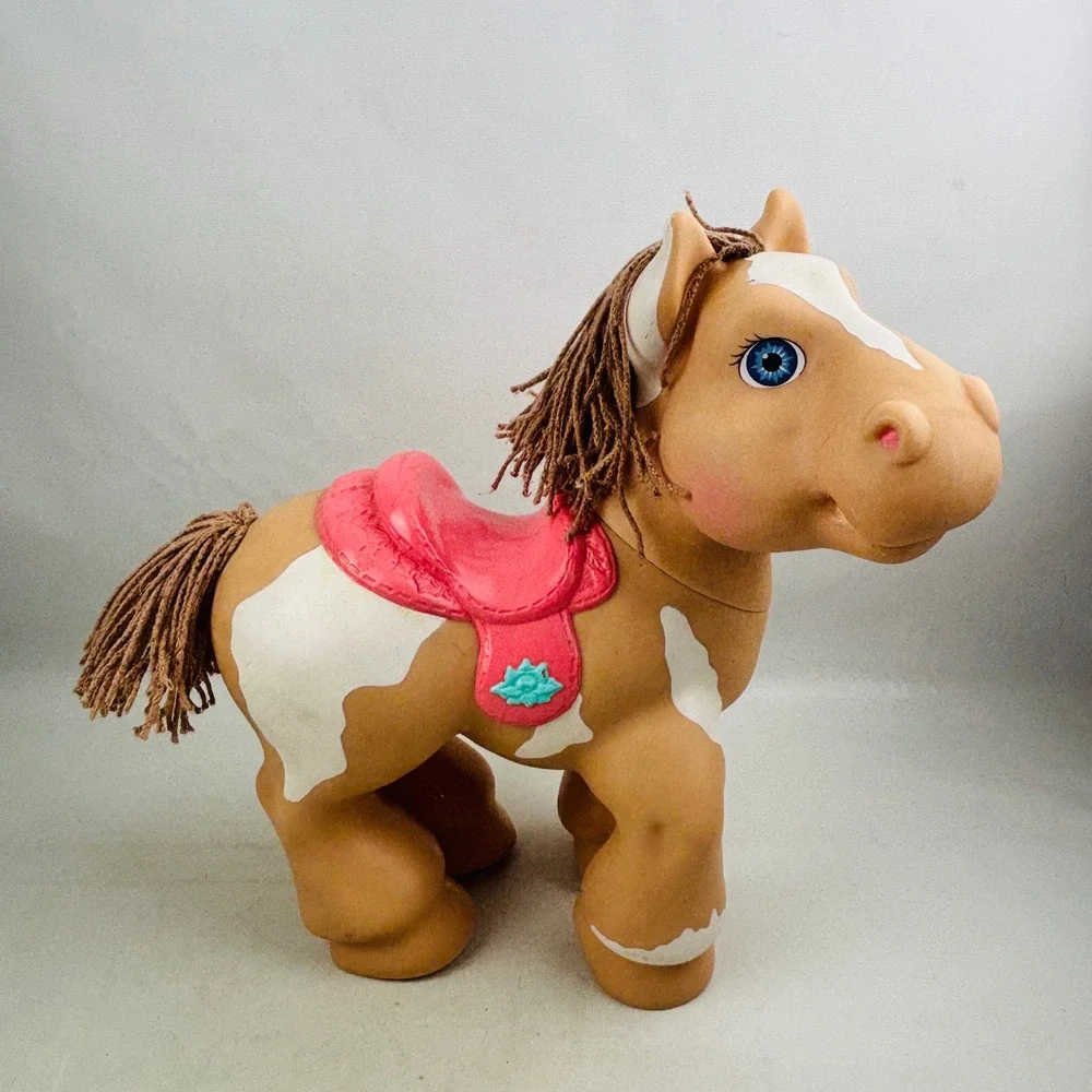 Vtg Cabbage Patch Kids CPK Crimp n Curl Pony Horse 1992 Tan White Pink Saddle